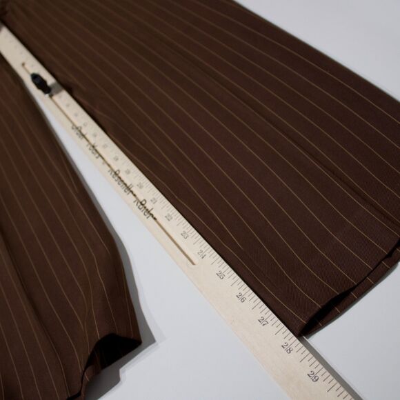 NWT $139 Ralph Lauren 100% Silk Brown Pinstriped Pants Trousers Women Size 2P - Picture 11 of 13